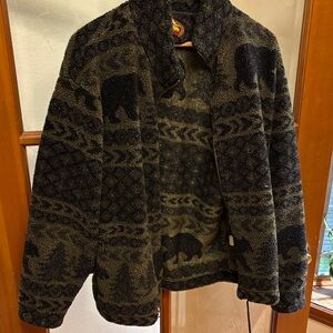 Black bear 90s Patterned Fleece Jacket size L